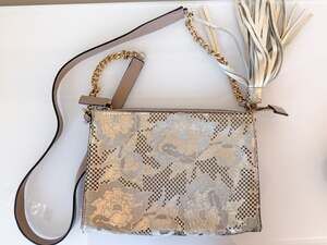 Vittoria Napoli Italian Leather Crossbody Bag with Tassel and Chain Strap